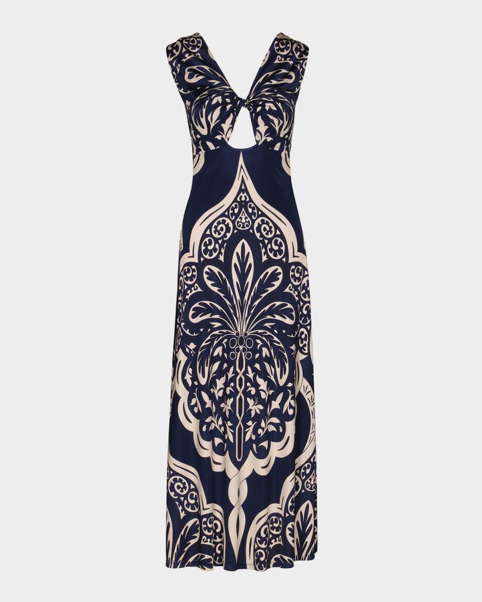 Voyage Reversible Twist-Front Cut-Out Maxi Dress